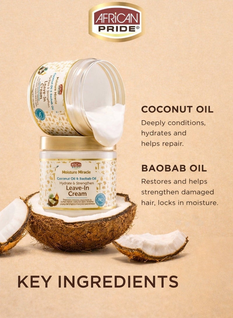 African Pride Moisture Miracle Leave-In Cream 15 Oz – Coconut Oil & Baobab Oil | Hydrates & Strengthens Curly & Coily Hair - Image 5